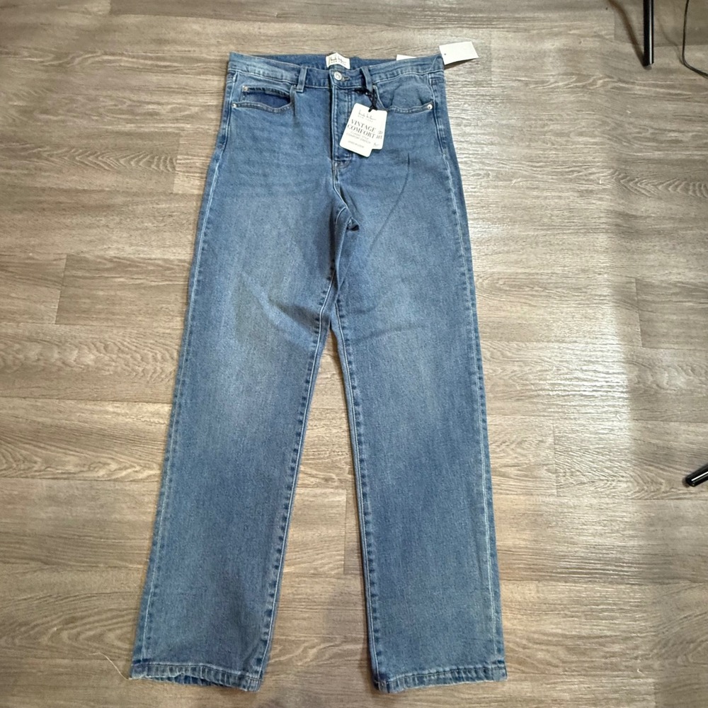 Nicole Miller New York Nomad Super High Rise Relaxed Straight Jeans Dark Blue 8